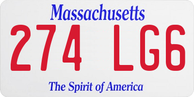 MA license plate 274LG6