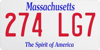 MA license plate 274LG7