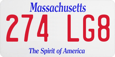 MA license plate 274LG8