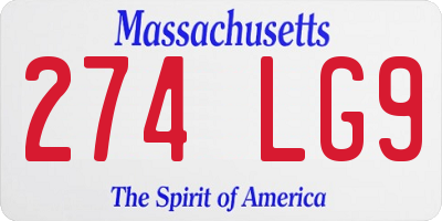 MA license plate 274LG9