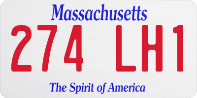 MA license plate 274LH1