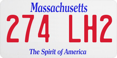 MA license plate 274LH2
