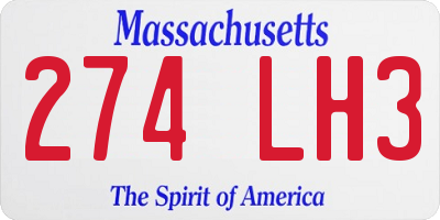 MA license plate 274LH3