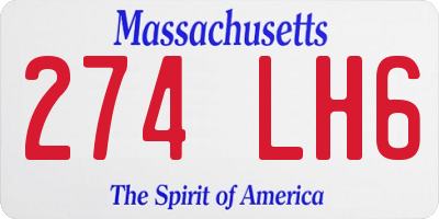 MA license plate 274LH6