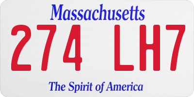 MA license plate 274LH7