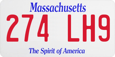 MA license plate 274LH9