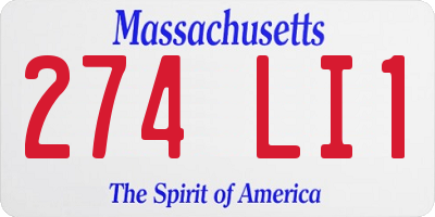 MA license plate 274LI1