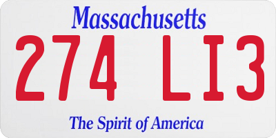 MA license plate 274LI3
