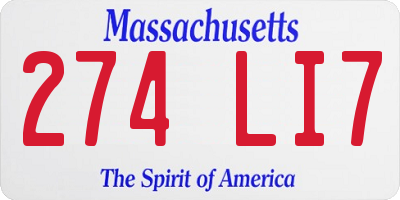 MA license plate 274LI7