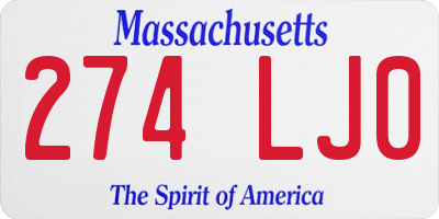MA license plate 274LJ0