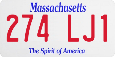 MA license plate 274LJ1