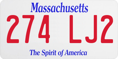 MA license plate 274LJ2