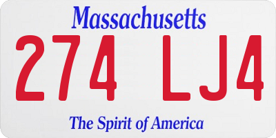 MA license plate 274LJ4