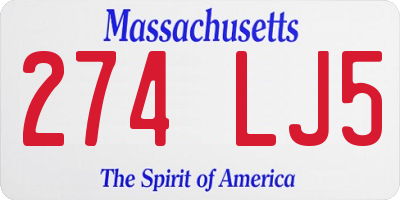 MA license plate 274LJ5