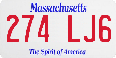 MA license plate 274LJ6