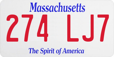 MA license plate 274LJ7