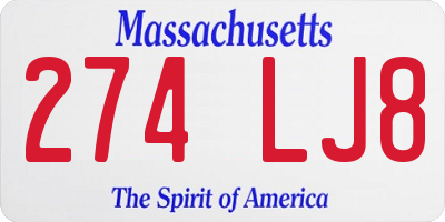 MA license plate 274LJ8