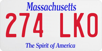 MA license plate 274LK0