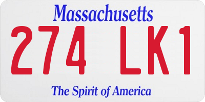 MA license plate 274LK1