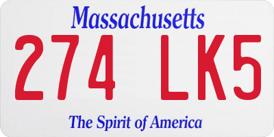 MA license plate 274LK5