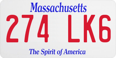MA license plate 274LK6