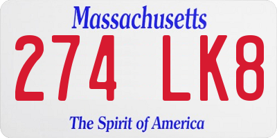 MA license plate 274LK8
