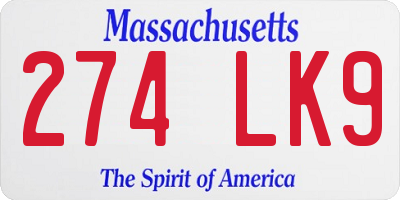 MA license plate 274LK9