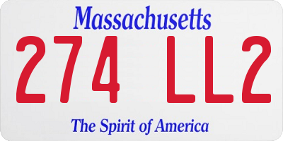 MA license plate 274LL2