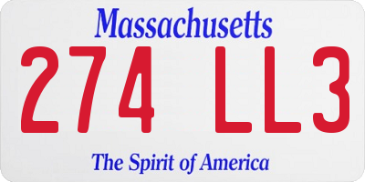MA license plate 274LL3