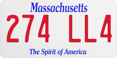 MA license plate 274LL4