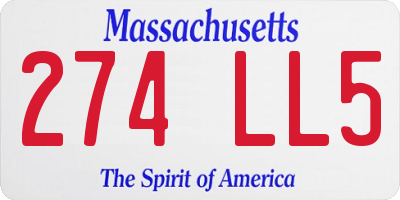 MA license plate 274LL5