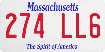 MA license plate 274LL6
