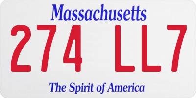 MA license plate 274LL7