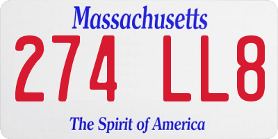 MA license plate 274LL8