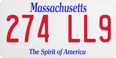 MA license plate 274LL9