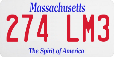MA license plate 274LM3