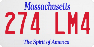 MA license plate 274LM4