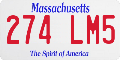 MA license plate 274LM5