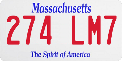 MA license plate 274LM7