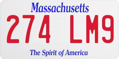 MA license plate 274LM9