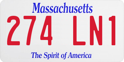 MA license plate 274LN1