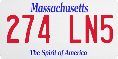 MA license plate 274LN5