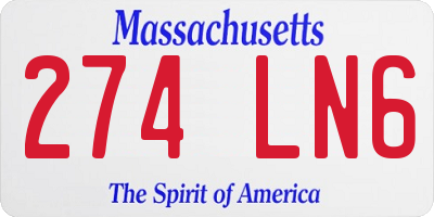 MA license plate 274LN6