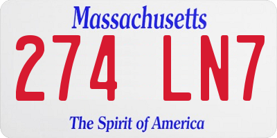 MA license plate 274LN7