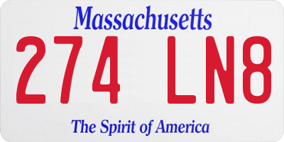 MA license plate 274LN8
