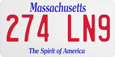 MA license plate 274LN9