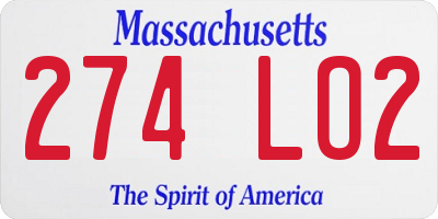 MA license plate 274LO2