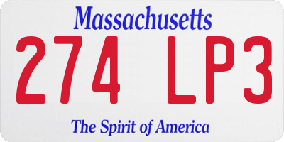 MA license plate 274LP3