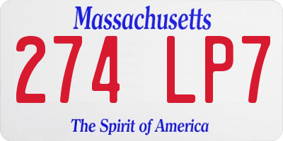 MA license plate 274LP7