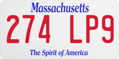 MA license plate 274LP9